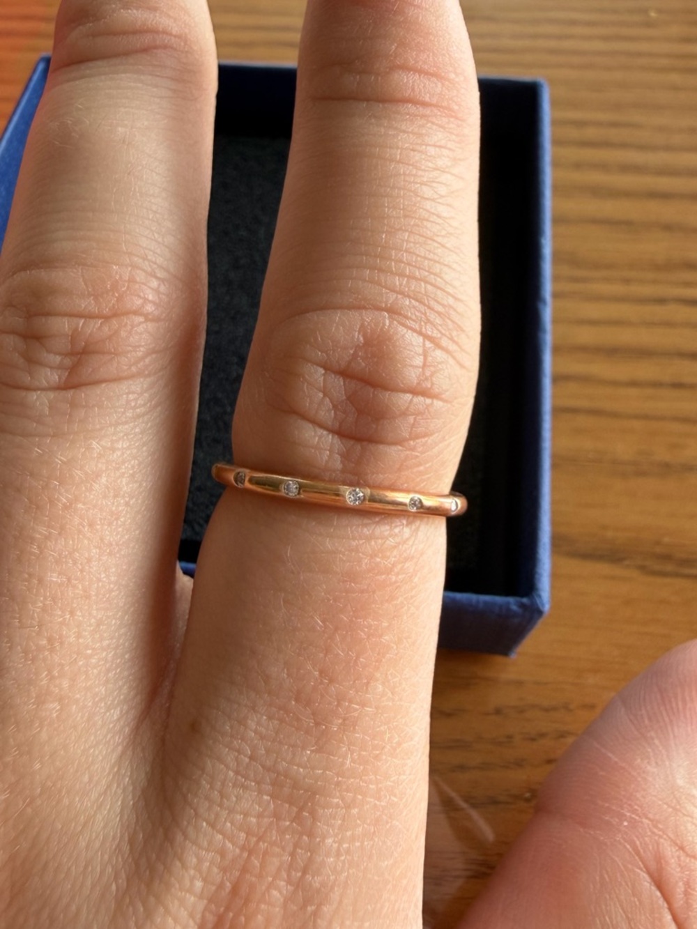 DROPLETS Authentic PANDORA Rose GOLD Plated/Clear Zirconia Band Ring 58